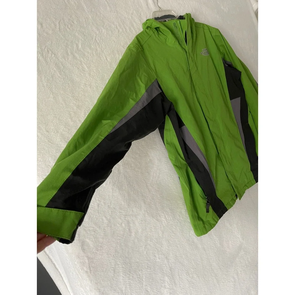 The North Face Hyvent Hooded Windbreaker Jacket Green Black Boys XL Sz 16
